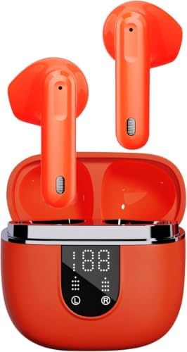 Ecouteurs Bluetooth sans Fil, Écouteurs Bluetooth 5.4, 4 ENC Réduction Bruit Mic, HiFi Stéréo, 45H de Lecture, Casque Contrôle Tactile, IPX7 Étanche Sport Oreillette pour iOS Android, Orange foncé - Image 2