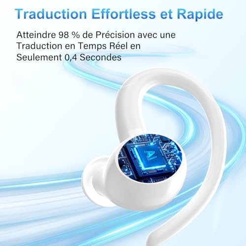 AI Instant Translator Earphone with 164 Languages, 7 Translation Modes, 3 in 1 Instant Voice Translator, Earpiece Instant Translation White - Image 5