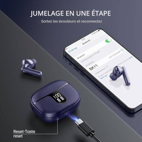 Bluetooth Headphones, Bluetooth 5.3 Earbuds with HD Mic Stereo HiFi, 2026 Wireless In-Ear 40H Sports Earbuds LED Screen, Earphone s without USB-C Cable IP7 Waterproof USB-C for Android/iOS - Image 6