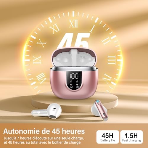 Wireless Bluetooth Headphones, Bluetooth 5.4 Headphones, 4 ENC Noise Reduction Mic, HiFi Stereo, 45 H Playback, Touch Control Headphones, LED Screen, IPX7 Waterproof Sport Headset for iOS Android - Image 3