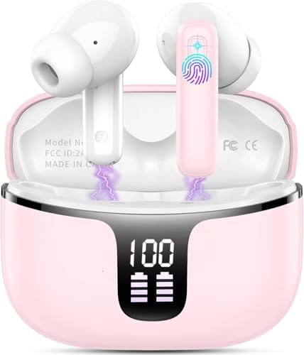 Bluetooth écouteurs, Bluetooth 5.3 écouteurs avec HD Mic stéréo HiFi, 2026 sans fil dans l'oreille 40H Sport Ecouteurs écran LED, écouteur s sans câble USB-C IP7 étanche USB-C pour Android/iOS - Image 2