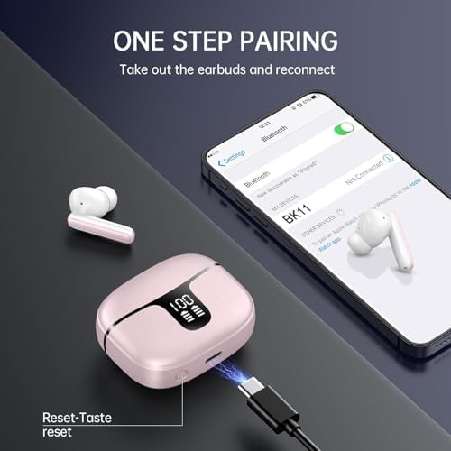 Bluetooth écouteurs, Bluetooth 5.3 écouteurs avec HD Mic stéréo HiFi, 2026 sans fil dans l'oreille 40H Sport Ecouteurs écran LED, écouteur s sans câble USB-C IP7 étanche USB-C pour Android/iOS - Image 6
