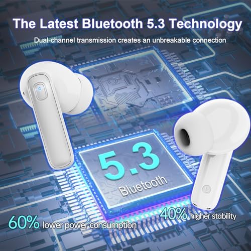 Bluetooth Headphones, Bluetooth 5.3 Earbuds with HD Mic Stereo HiFi, 2026 Wireless In-Ear 40H Sports Earbuds LED Screen, Earphone s without USB-C Cable IP7 Waterproof USB-C for Android/iOS - Image 3