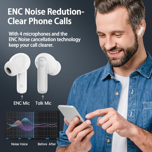 Bluetooth Headphones, Bluetooth 5.3 Earbuds with HD Mic Stereo HiFi, 2026 Wireless In-Ear 40H Sports Earbuds LED Screen, Earphone s without USB-C Cable IP7 Waterproof USB-C for Android/iOS - Image 5