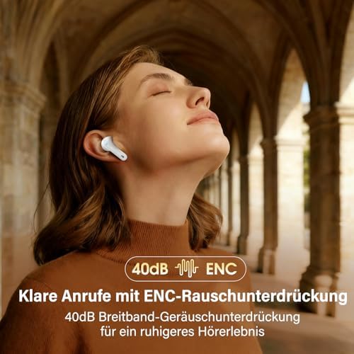 Ecouteurs Bluetooth sans Fil, Écouteurs Bluetooth 5.4, 4 ENC Réduction Bruit Mic, HiFi Stéréo, 45H de Lecture, Casque Contrôle Tactile,Écran LED, IPX7 Étanche Sport Oreillette pour iOS Android, Blancs - Image 5