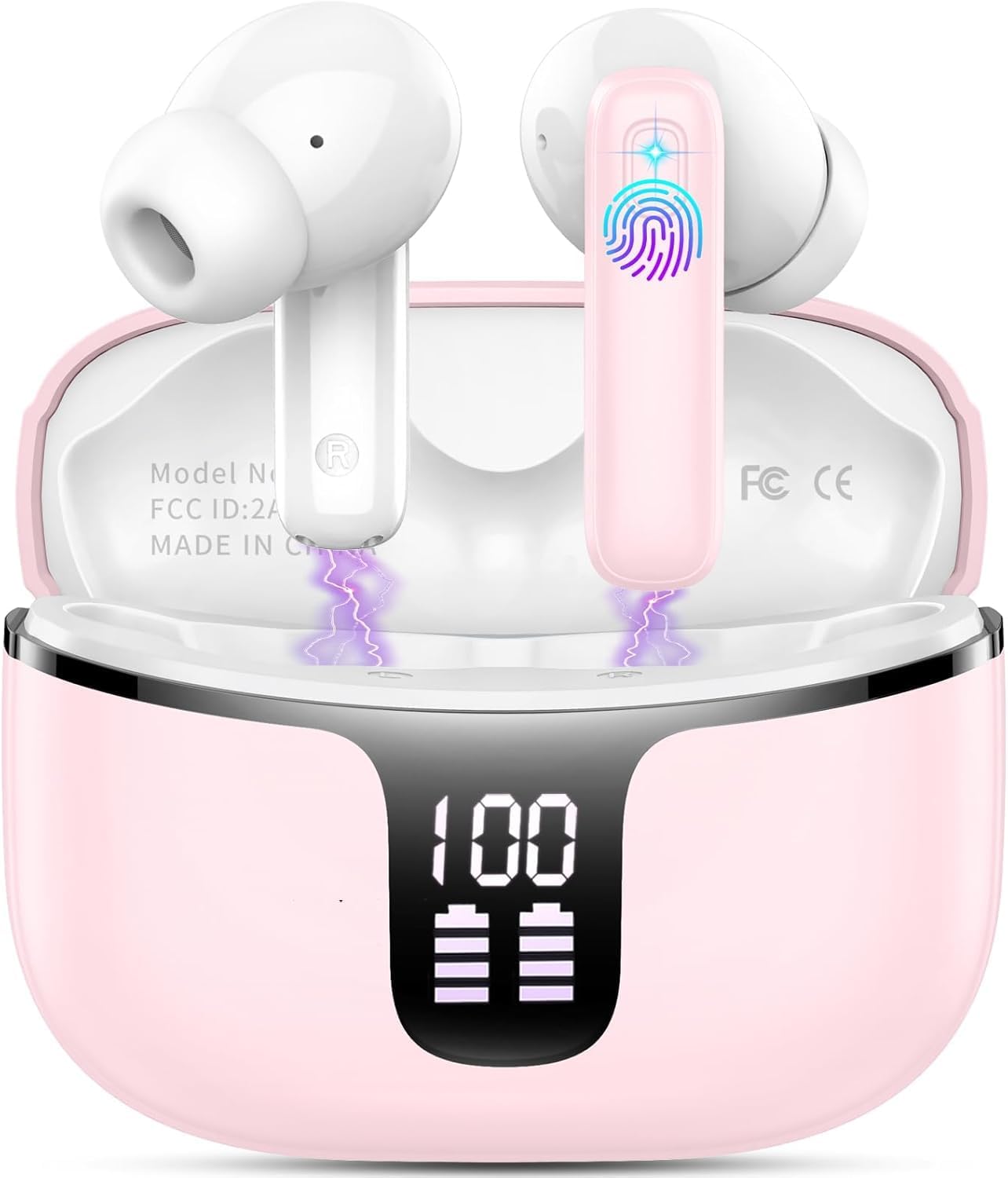 Bluetooth écouteurs, Bluetooth 5.3 écouteurs avec HD Mic stéréo HiFi, 2026 sans fil dans l'oreille 40H Sport Ecouteurs écran LED, écouteur s sans câble USB-C IP7 étanche USB-C pour Android/iOS