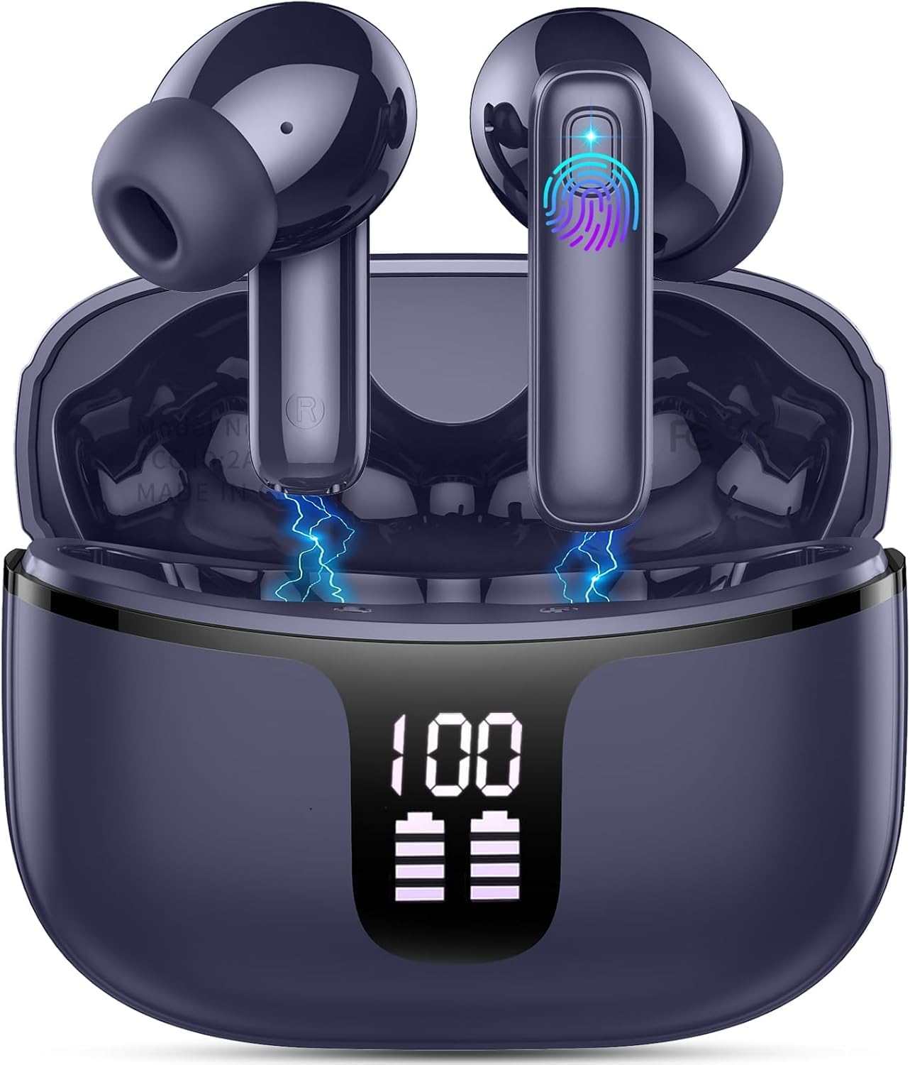 Bluetooth Headphones, Bluetooth 5.3 Earbuds with HD Mic Stereo HiFi, 2026 Wireless In-Ear 40H Sports Earbuds LED Screen, Earphone s without USB-C Cable IP7 Waterproof USB-C for Android/iOS