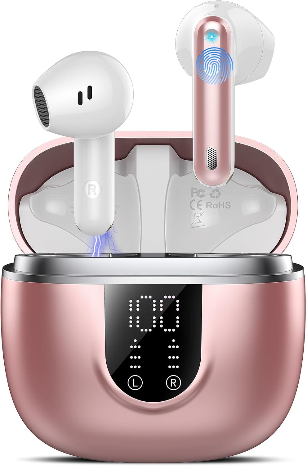 Wireless Bluetooth Headphones, Bluetooth 5.4 Headphones, 4 ENC Noise Reduction Mic, HiFi Stereo, 45 H Playback, Touch Control Headphones, LED Screen, IPX7 Waterproof Sport Headset for iOS Android