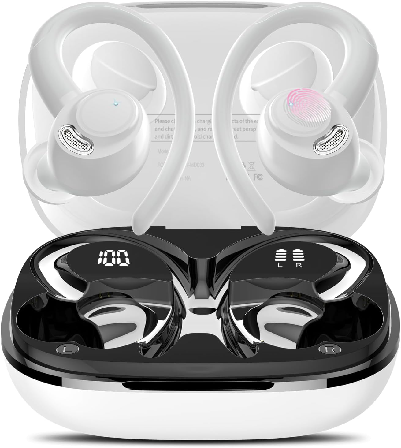 AI Instant Translator Earphone with 164 Languages, 7 Translation Modes, 3 in 1 Instant Voice Translator, Earpiece Instant Translation White