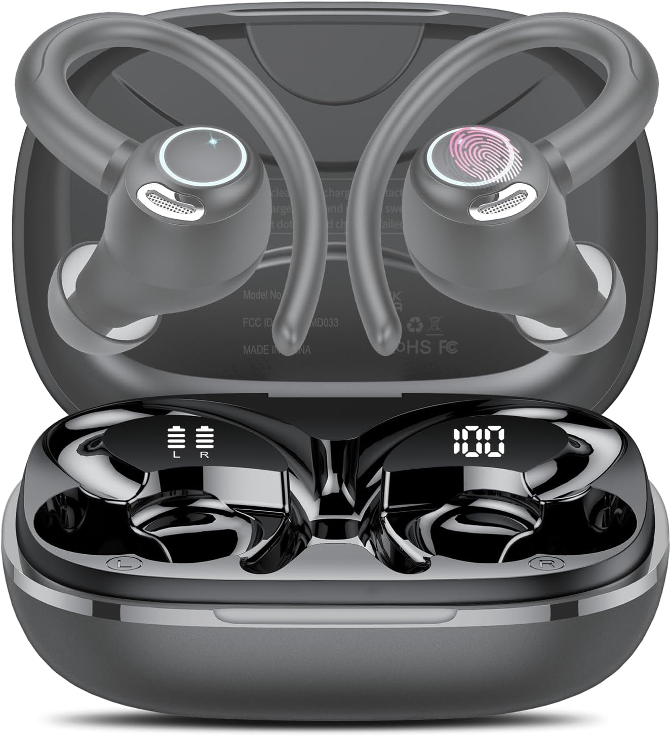 AI Earphone Instant Translator with 164 Languages, 7 Translation Modes with APP, 3 in 1 Instant Voice Translator, Buletooth 5.3 Earpiece Instant Translation for Travel Light Grey