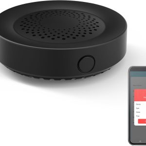Alarme sirène intelligente : forte 100 dB, compatible avec Alexa, 32 types de sons d'alarme disponibles, télécommande, noir, modèle ZA03