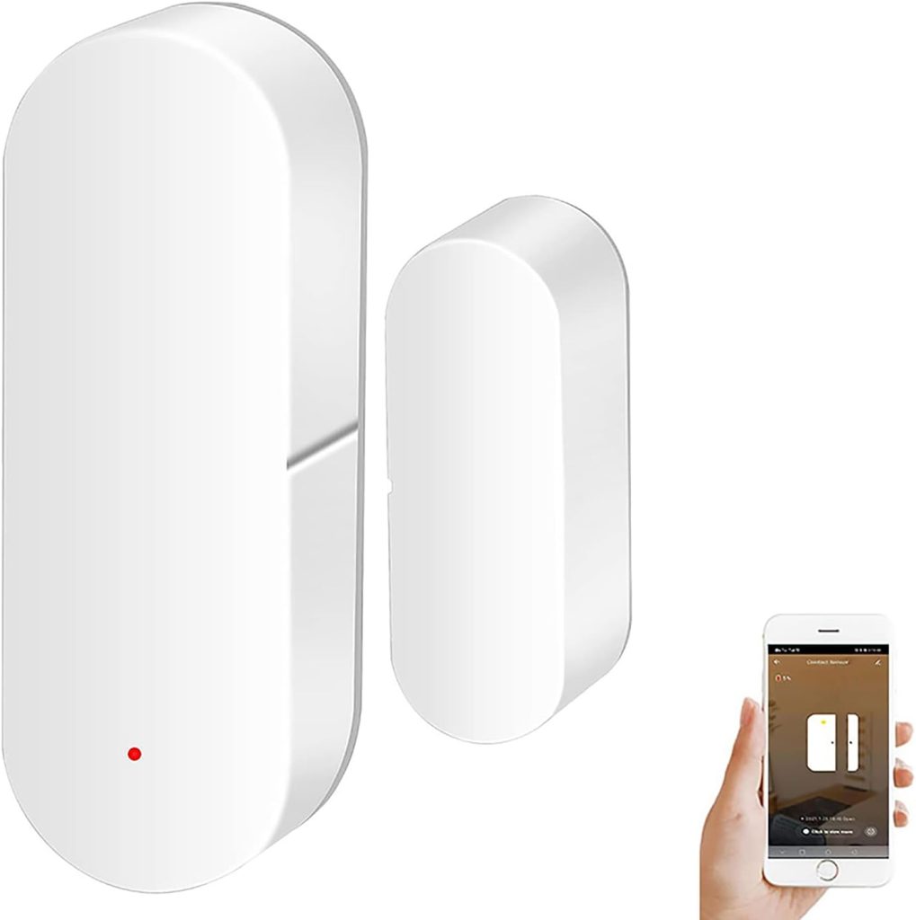 Capteur de Porte et fenêtre: Smart Tuya Alertes en Temps réel, Capteur de Contact pour la sécurité Domestique et la domotique Intelligente, Prise en Charge d'Alexa Google Assistant (1PCS)