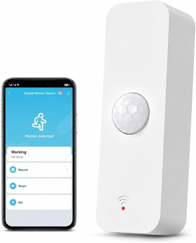 Détecteur de mouvement WiFi Tuya PIR intelligent pour la sécurité domestique Capteur de mouvement sans fil avec application de surveillance à distance, commande vocale compatible avec Alexa (Lot de 1)