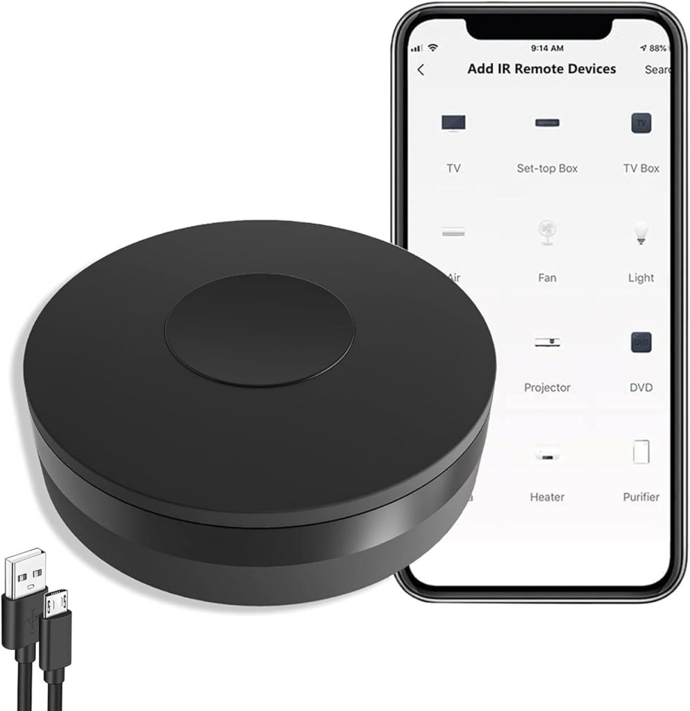 Télécommande infrarouge intelligente WiFi pour maison intelligente - Blaster à distance universelle - Pour tous les contrôles, TV, DVD, CD, AUD, SAT, ventilateur climatiseur, compatible avec Alexa et