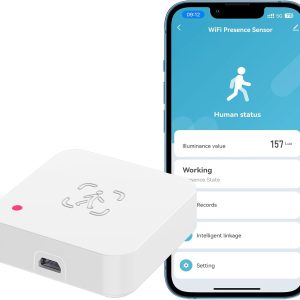 Capteur WiFi pour la présence humaine : capteur de présence WiFi 2,4 GHz mmWave capteur de mouvement intelligent positionnement de zone, sensibilité réglable, prend en charge Alexa (1 pièce)