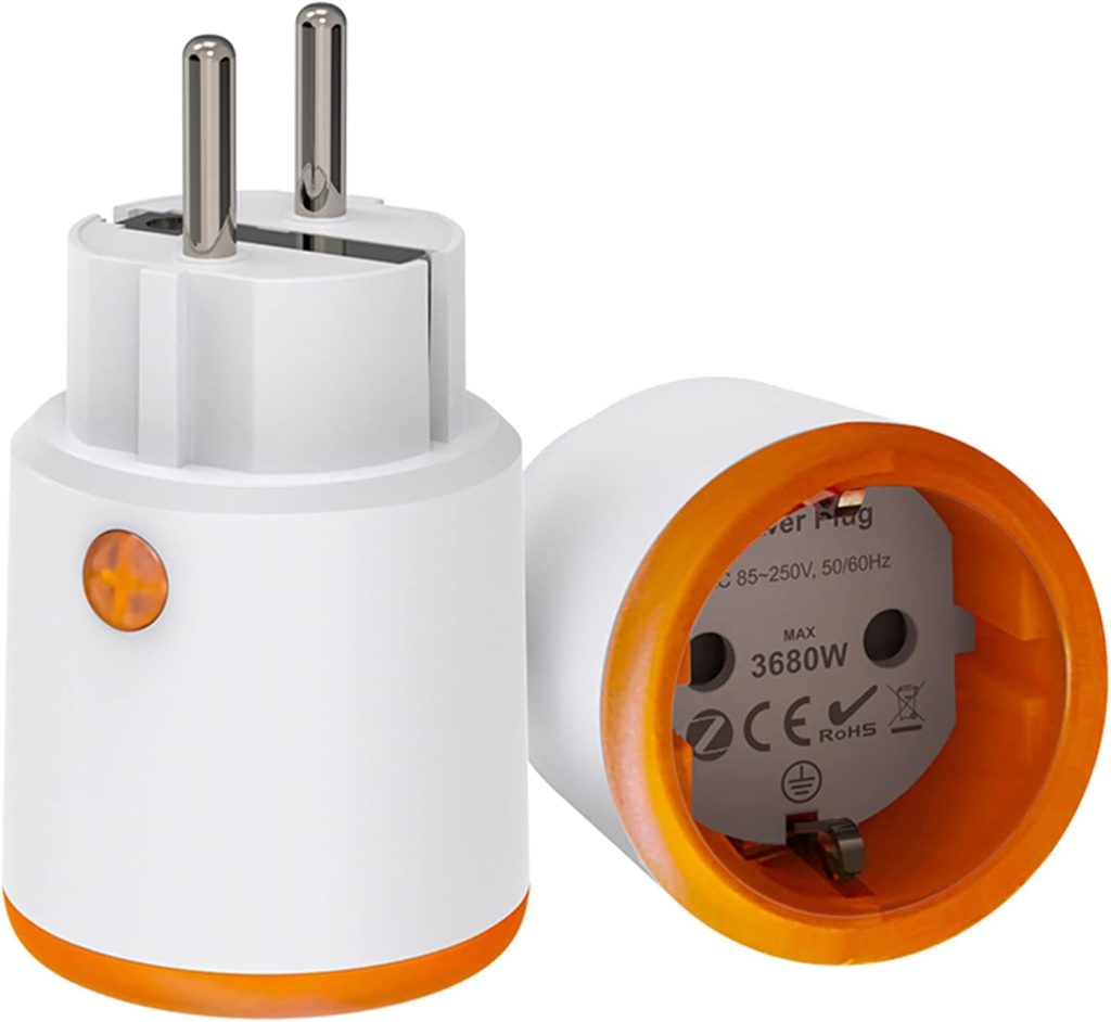 Smart Power Plugs - Zigbee Smart Plug with Metering and Timer Function, Tuya App Control, Push Notification, Zigbee Hub Required, 16A Socket, Work with Alexa, Google Home (1PCS)